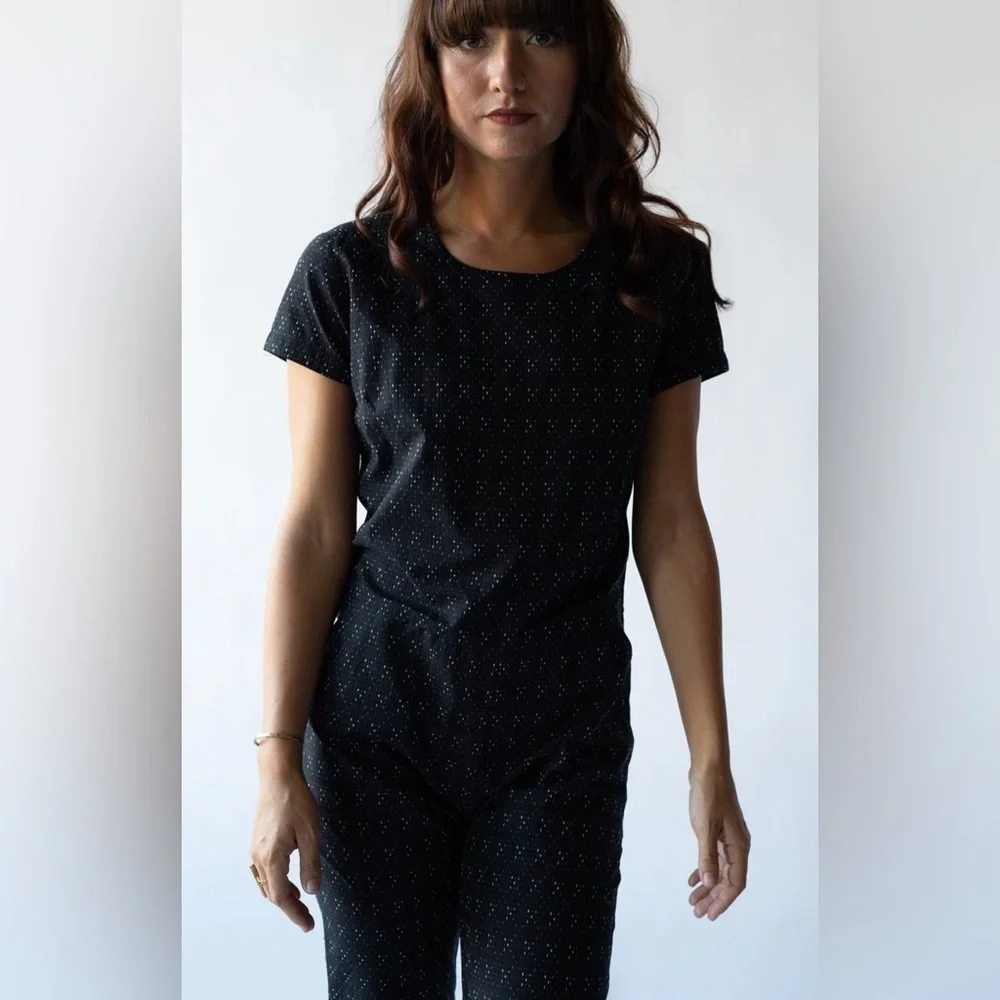 NEW Bridge & Burn Wheeler Jumpsuit Cropped Black Dots 100% Cotton Size XS NWOT